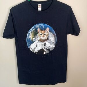 Astronaut Cat In Space Y2K Catstronaut Kitty T-shirt Black Short Sleeve Unisex S